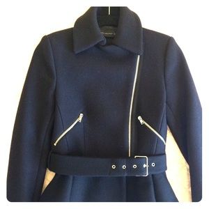 Zara Woman Moro Biker Peplum Jacket Black